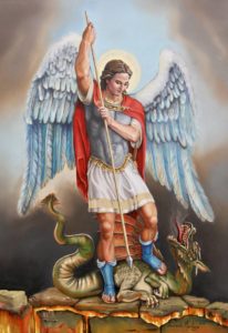 St. Michael about to slay a dragon